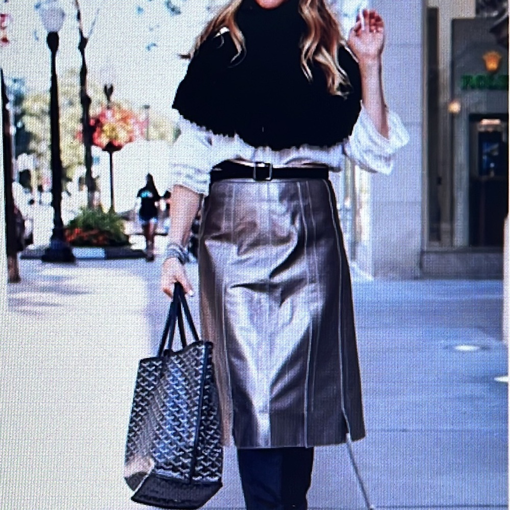 Carlisle Metallic pleated leather skirt
